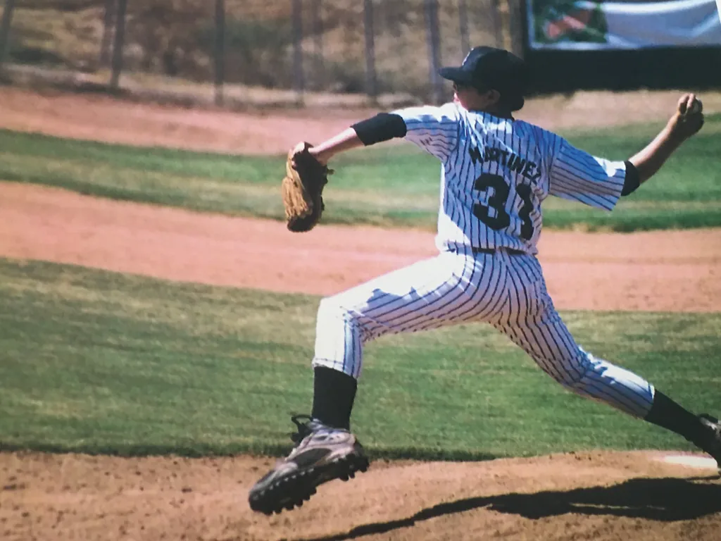 Dakota Lee Martinez pitching in a baseball game